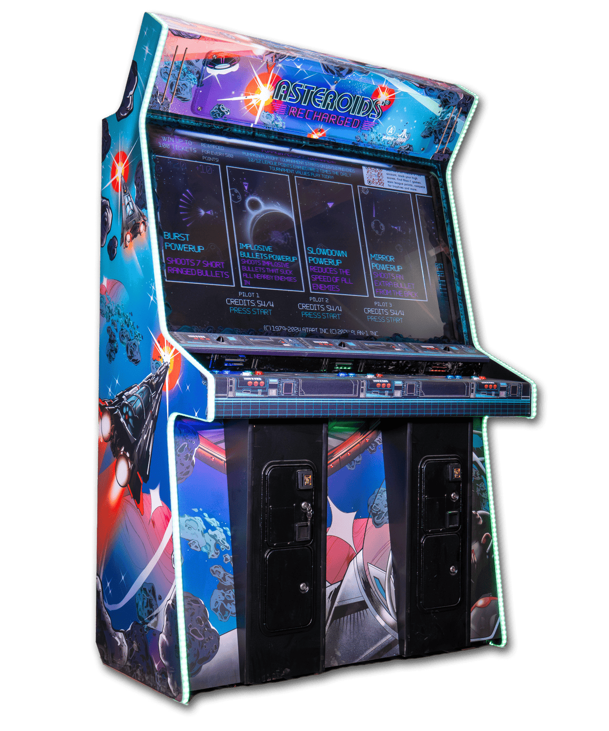 Alan-1 Asteroids Recharged 3-Player Deluxe Arcade Game Cabinet