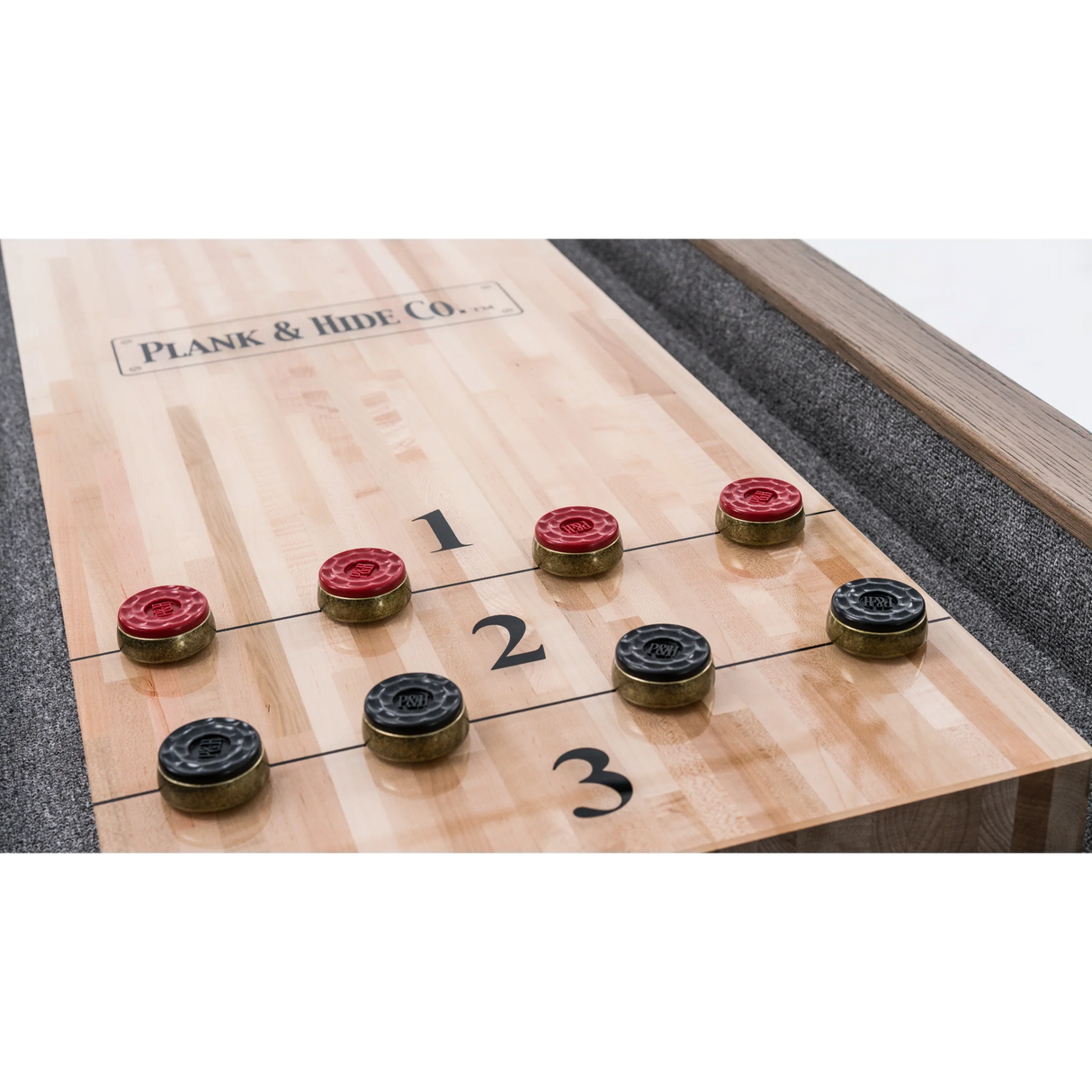 Plank & Hide Beaumont Shuffleboard Table with Free Bowling Pin Set