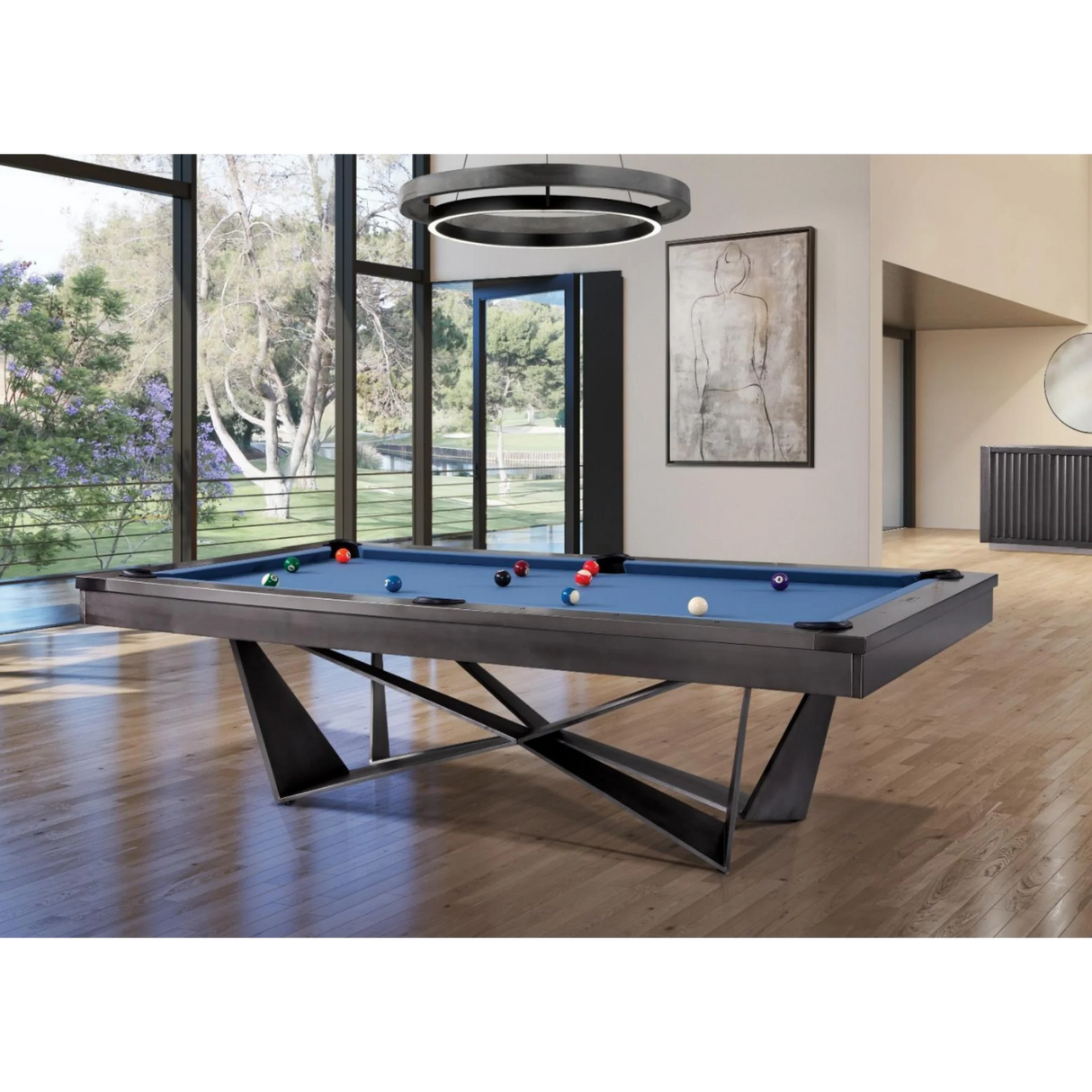Plank & Hide Essex Steel Pool Table (Size 8') 28066-GUN with Free Accessory Kit and Free Steel Cue Rack