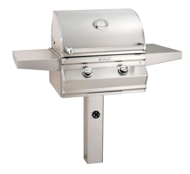 FireMagic Choice C430s 24" In-Ground Post Mount Grill with Analog Thermometer and 1-Hour Timer