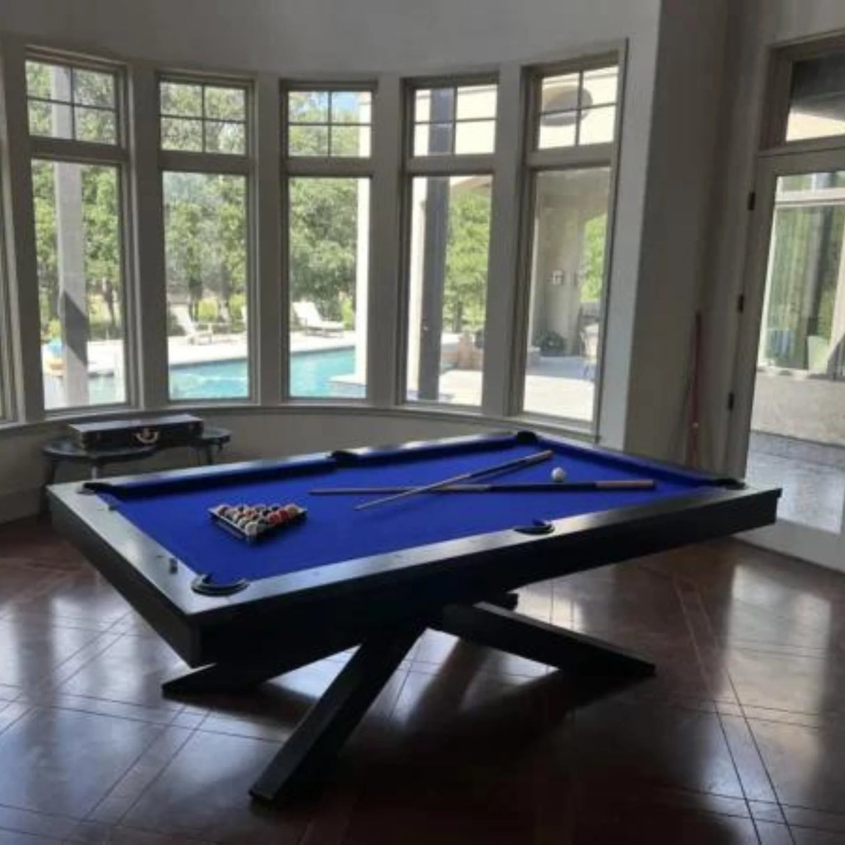 Plank & Hide Felix Steel Pool Table (Size 8') 28005-GUN with Free Accessory Kit, Free Steel Cue Rack