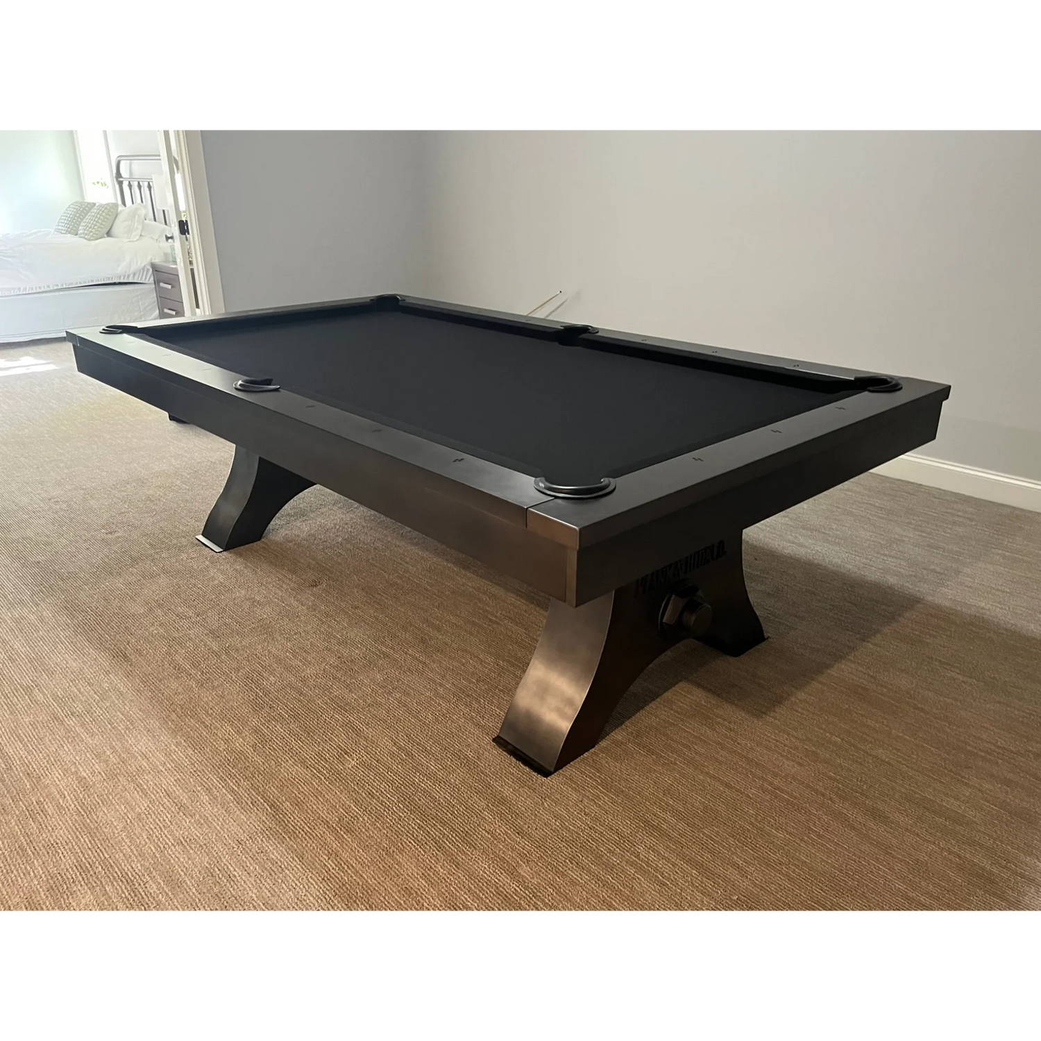 Plank & Hide Jaxx Steel Pool Table (Size 8') 28048-GUN with Free Accessory Kit, Free Steel Cue Rack
