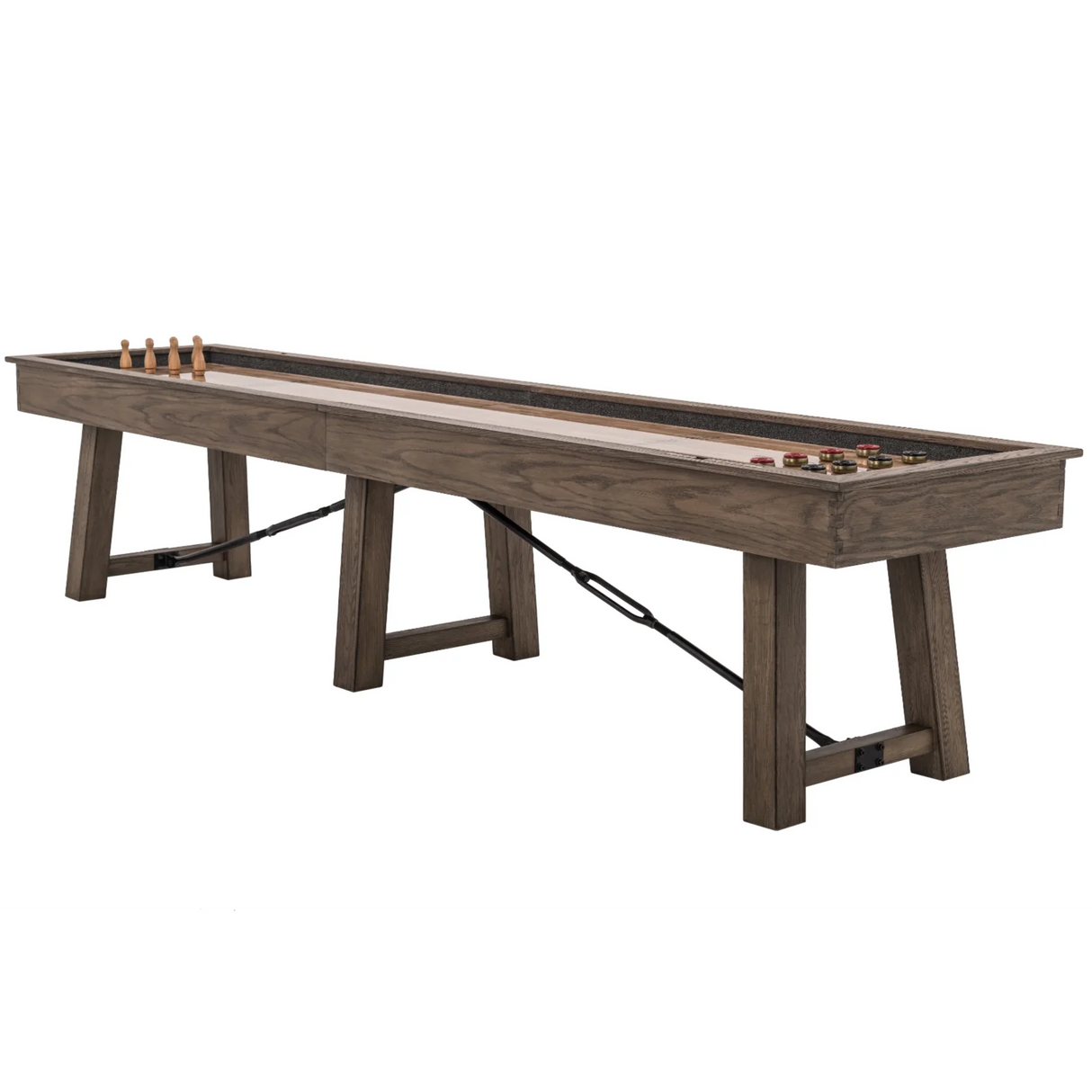 Plank & Hide Isaac Shuffleboard Table with Free Bowling Pin Set