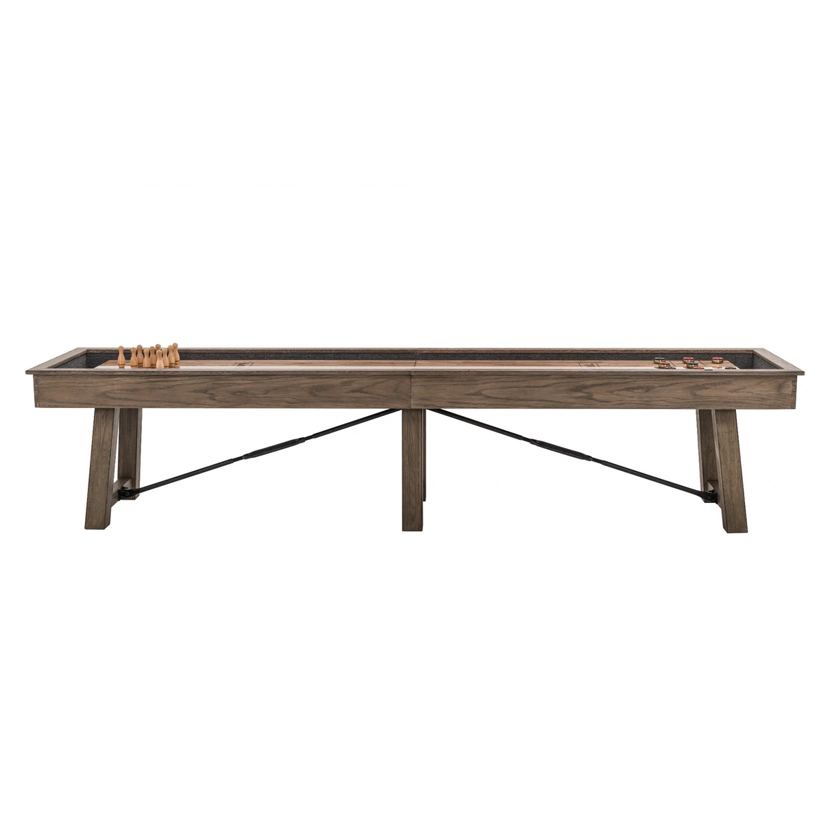 Plank & Hide Isaac Shuffleboard Table with Free Bowling Pin Set