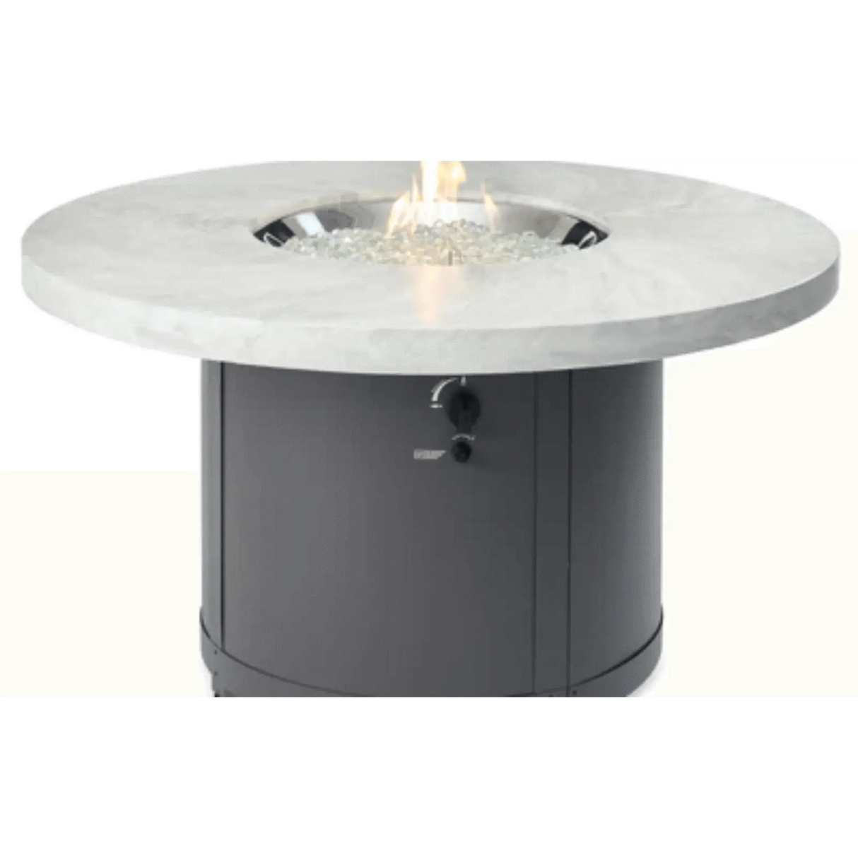 Outdoor Greatroom White Onyx Beacon Chat Height Fire Table