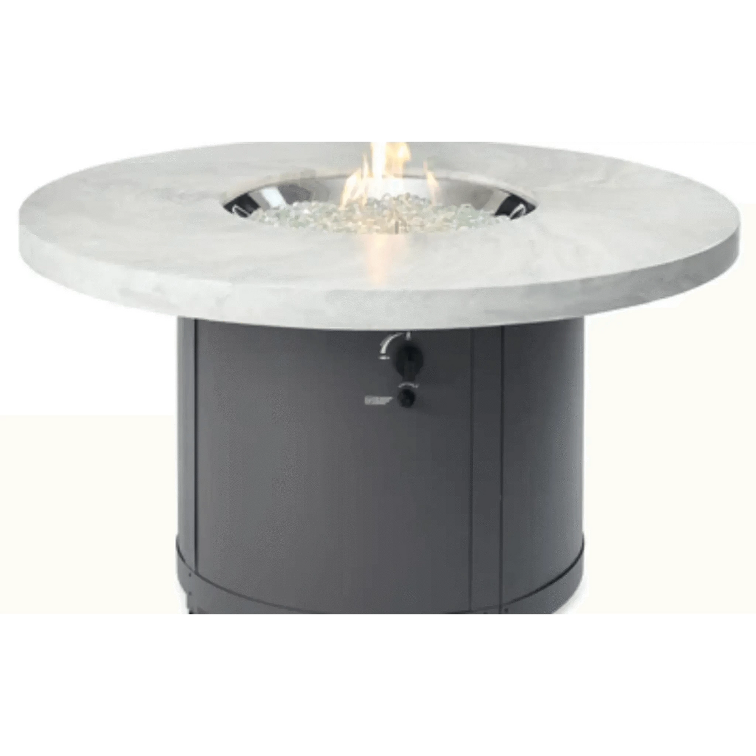 Outdoor Greatroom White Onyx Beacon Chat Height Fire Table