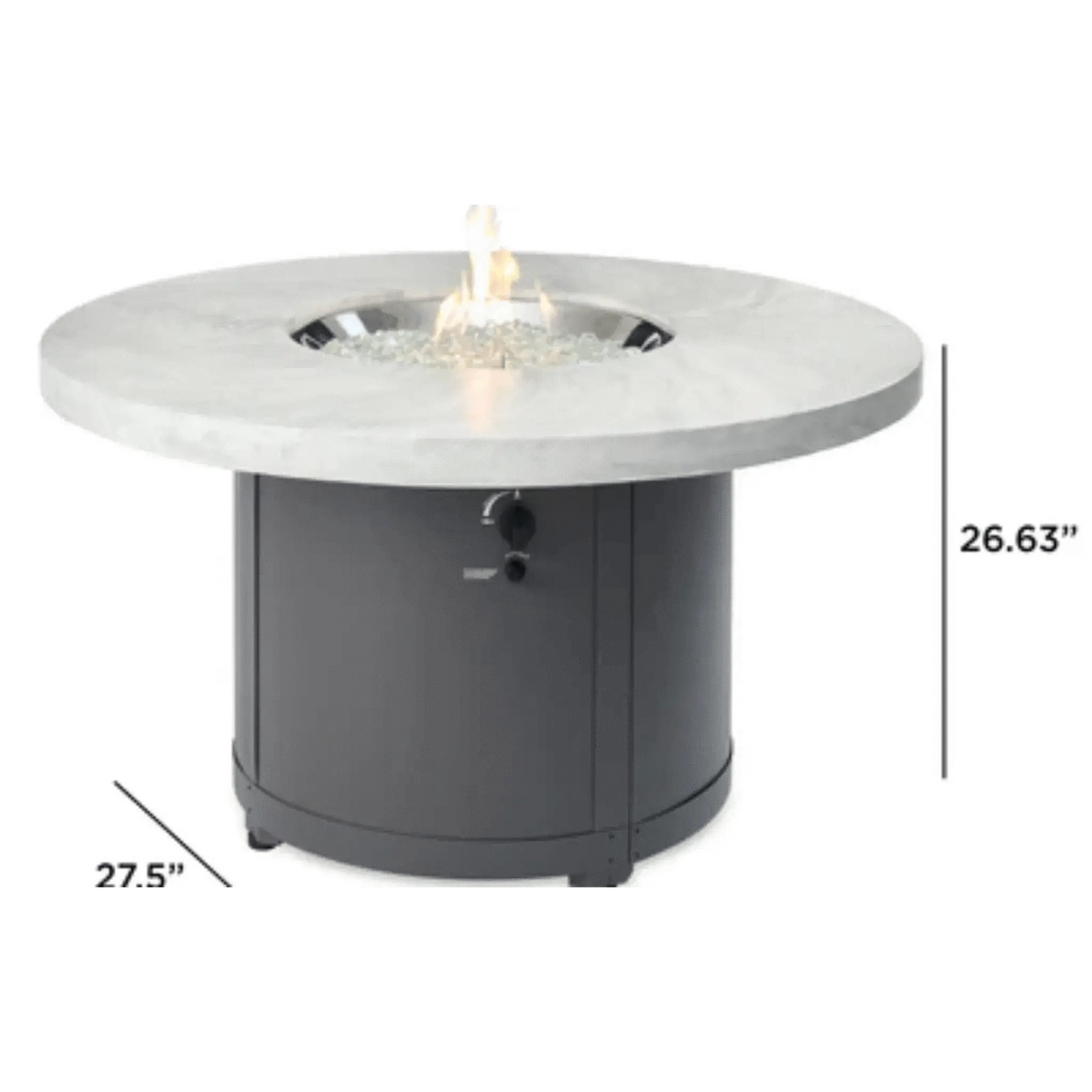Outdoor Greatroom White Onyx Beacon Chat Height Fire Table