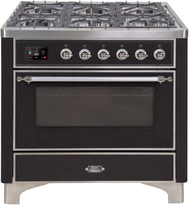 ILVE Majestic 36 Inch Dual Fuel Range Burner Top 6 Burners+Fry Top - UM09FDNS3