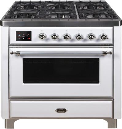 ILVE Majestic 36 Inch Dual Fuel Range Burner Top 6 Burners+Fry Top - UM09FDNS3
