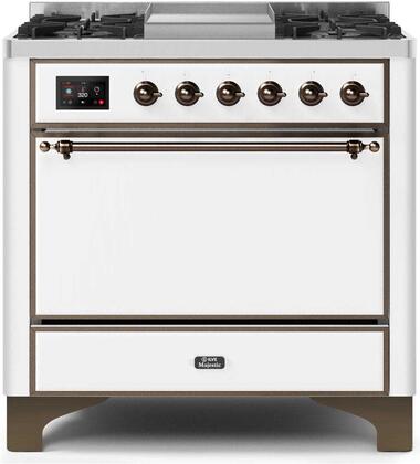ILVE Majestic 36 Inch Dual Fuel Range Burner Top 6 Burners+Fry Top - UM09FDQNS3