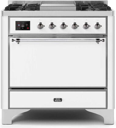 ILVE Majestic 36 Inch Dual Fuel Range Burner Top 6 Burners+Fry Top - UM09FDQNS3