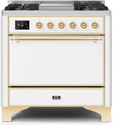 ILVE Majestic 36 Inch Dual Fuel Range Burner Top 6 Burners+Fry Top - UM09FDQNS3