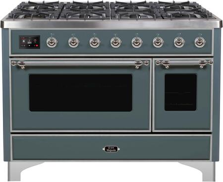 ILVE Majestic 48 Inch Dual Fuel Range Burner Top 8 Burners+Fry Top - UM12FDNS3