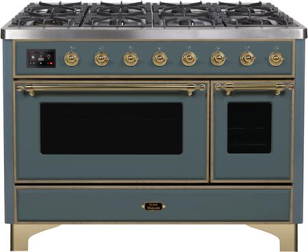 ILVE Majestic 48 Inch Dual Fuel Range Burner Top 8 Burners+Fry Top - UM12FDNS3