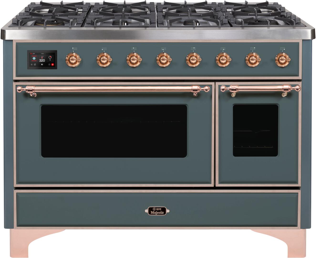 ILVE Majestic 48 Inch Dual Fuel Range Burner Top 8 Burners+Fry Top - UM12FDNS3