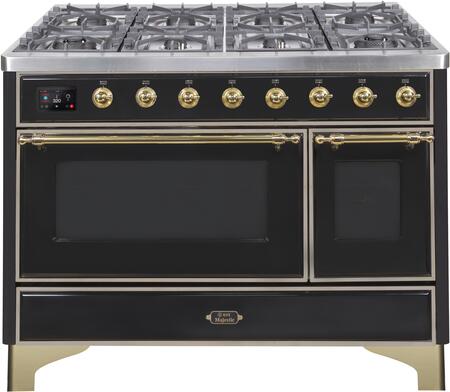 ILVE Majestic 48 Inch Dual Fuel Range Burner Top 8 Burners+Fry Top - UM12FDNS3