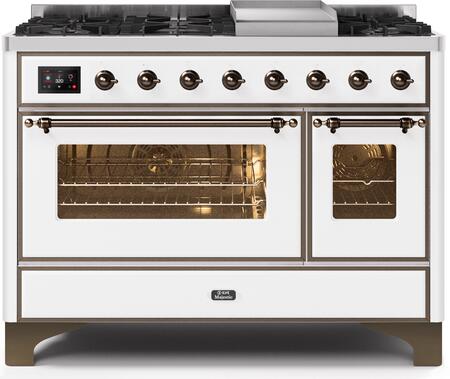 ILVE Majestic 48 Inch Dual Fuel Range Burner Top 8 Burners+Fry Top - UM12FDNS3