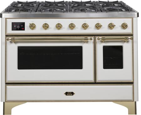 ILVE Majestic 48 Inch Dual Fuel Range Burner Top 8 Burners+Fry Top - UM12FDNS3