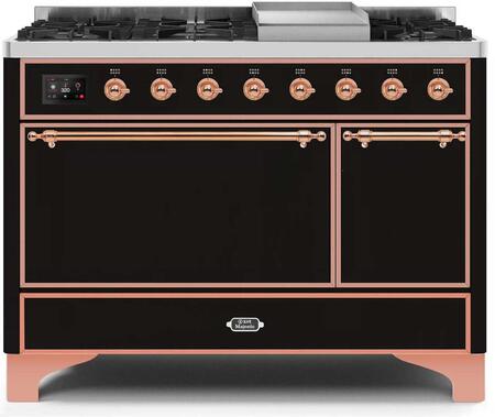 ILVE Majestic 48 Inch Dual Fuel Range Burner Top 8 Burners+Fry Top - UM12FDQNS3