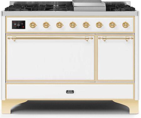 ILVE Majestic 48 Inch Dual Fuel Range Burner Top 8 Burners+Fry Top - UM12FDQNS3