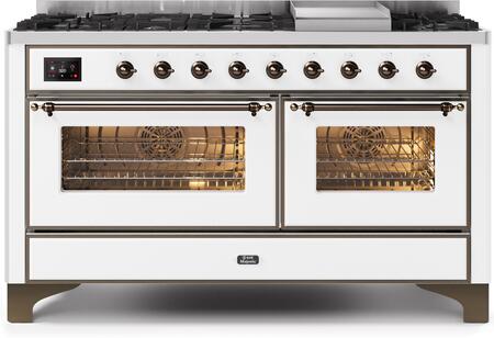 ILVE Majestic 60 Inch Dual Fuel Range Burner Top 9 Burners+Fry Top - UM15FDQNS3