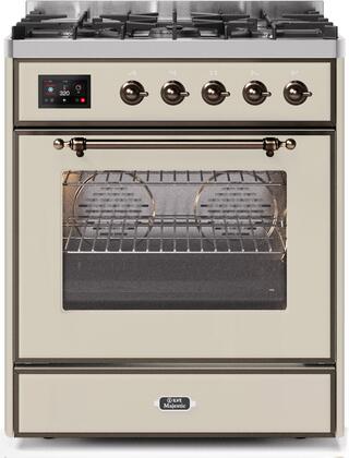 ILVE Majestic 30 Inch Dual Fuel Range Burner Top 5 Burners - UM30DNE3