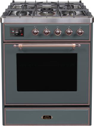 ILVE Majestic 30 Inch Dual Fuel Range Burner Top 5 Burners - UM30DNE3
