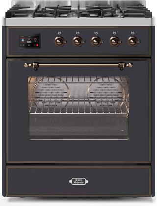 ILVE Majestic 30 Inch Dual Fuel Range Burner Top 5 Burners - UM30DNE3