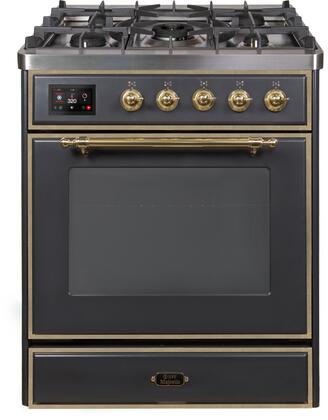 ILVE Majestic 30 Inch Dual Fuel Range Burner Top 5 Burners - UM30DNE3