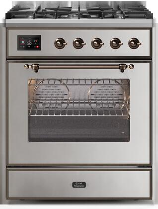 ILVE Majestic 30 Inch Dual Fuel Range Burner Top 5 Burners - UM30DNE3