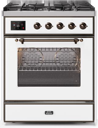 ILVE Majestic 30 Inch Dual Fuel Range Burner Top 5 Burners - UM30DNE3