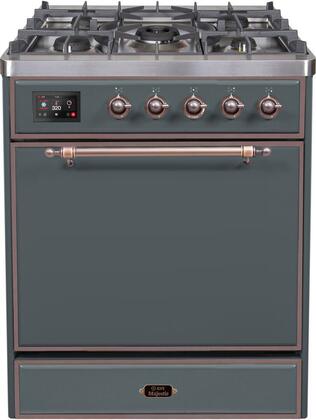 ILVE Majestic 30 Inch Dual Fuel Range Burner Top 5 Burners - UM30DQNE3