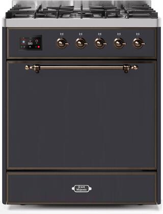 ILVE Majestic 30 Inch Dual Fuel Range Burner Top 5 Burners - UM30DQNE3