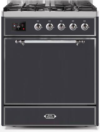 ILVE Majestic 30 Inch Dual Fuel Range Burner Top 5 Burners - UM30DQNE3