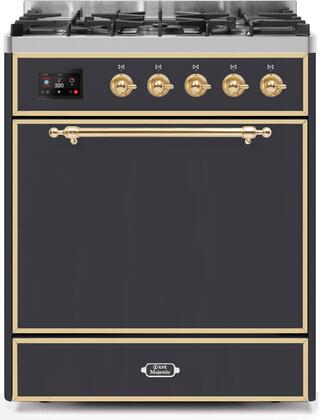 ILVE Majestic 30 Inch Dual Fuel Range Burner Top 5 Burners - UM30DQNE3