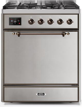ILVE Majestic 30 Inch Dual Fuel Range Burner Top 5 Burners - UM30DQNE3