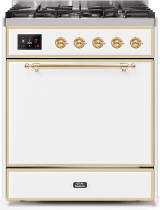 ILVE Majestic 30 Inch Dual Fuel Range Burner Top 5 Burners - UM30DQNE3
