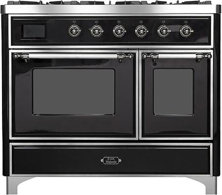 ILVE Majestic 40 Inch Dual Fuel Range Burner Top 6 Burners+Fry Top - UMD10FDNS3