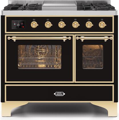 ILVE Majestic 40 Inch Dual Fuel Range Burner Top 6 Burners+Fry Top - UMD10FDNS3