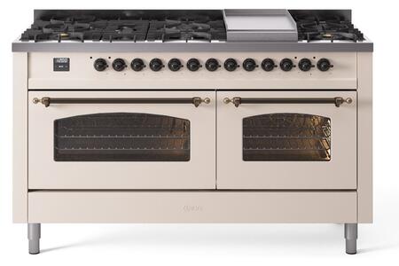 ILVE Nostalgie 60 Inch Dual Fuel Range Burner Top 9 Burners+Fry Top - UP60FNMP
