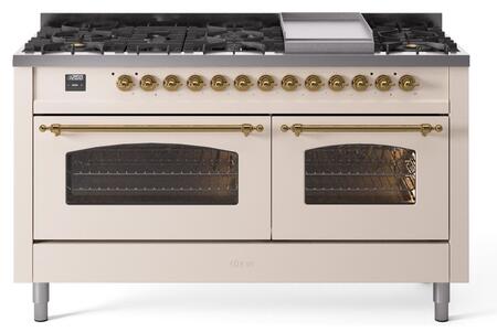 ILVE Nostalgie 60 Inch Dual Fuel Range Burner Top 9 Burners+Fry Top - UP60FNMP