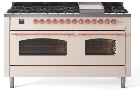 ILVE Nostalgie 60 Inch Dual Fuel Range Burner Top 9 Burners+Fry Top - UP60FNMP