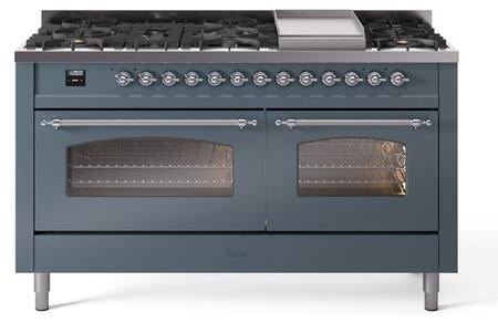 ILVE Nostalgie 60 Inch Dual Fuel Range Burner Top 9 Burners+Fry Top - UP60FNMP