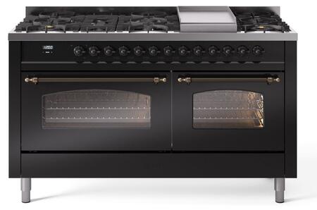 ILVE Nostalgie 60 Inch Dual Fuel Range Burner Top 9 Burners+Fry Top - UP60FNMP