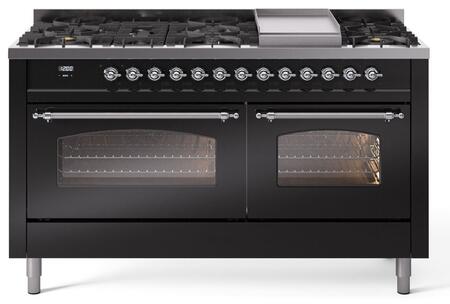 ILVE Nostalgie 60 Inch Dual Fuel Range Burner Top 9 Burners+Fry Top - UP60FNMP