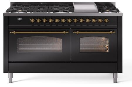 ILVE Nostalgie 60 Inch Dual Fuel Range Burner Top 9 Burners+Fry Top - UP60FNMP