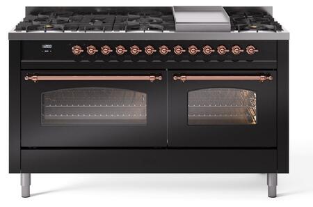 ILVE Nostalgie 60 Inch Dual Fuel Range Burner Top 9 Burners+Fry Top - UP60FNMP