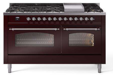ILVE Nostalgie 60 Inch Dual Fuel Range Burner Top 9 Burners+Fry Top - UP60FNMP