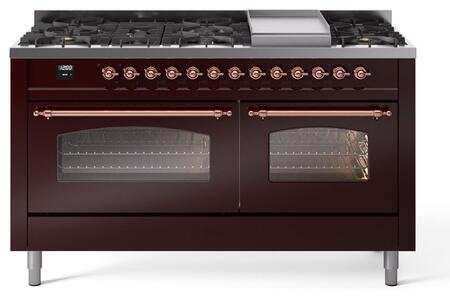 ILVE Nostalgie 60 Inch Dual Fuel Range Burner Top 9 Burners+Fry Top - UP60FNMP