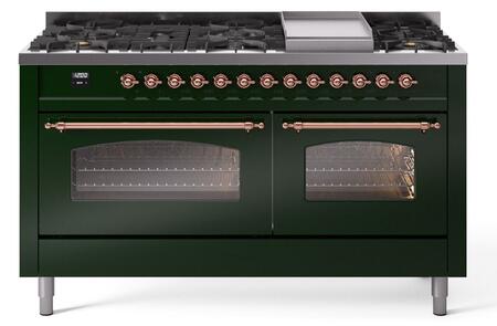 ILVE Nostalgie 60 Inch Dual Fuel Range Burner Top 9 Burners+Fry Top - UP60FNMP